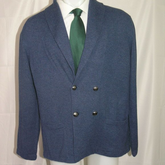 Ralph Lauren Purple Label Blue 100% Cashmere Sweater Jacket XL NWT